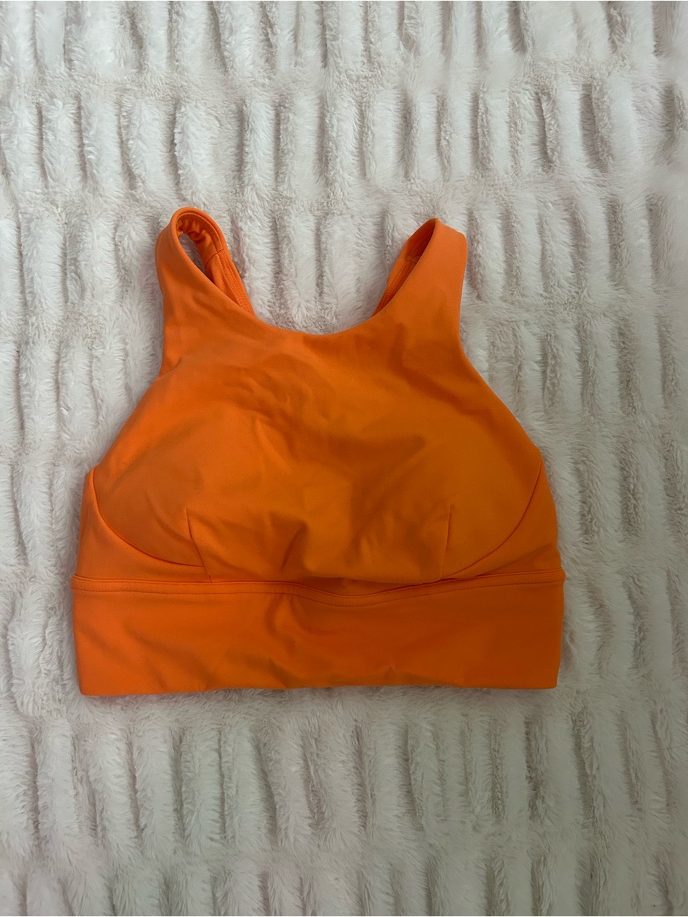 Women's High-Neck Orange Sports Bra Crop Top